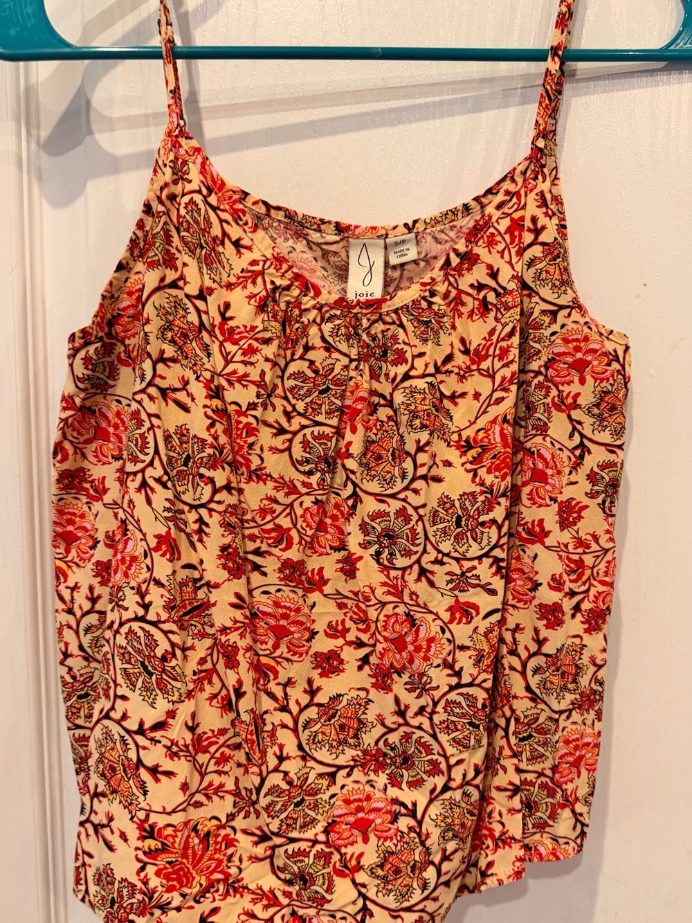 Joie Cream Tank with Red Floral Print